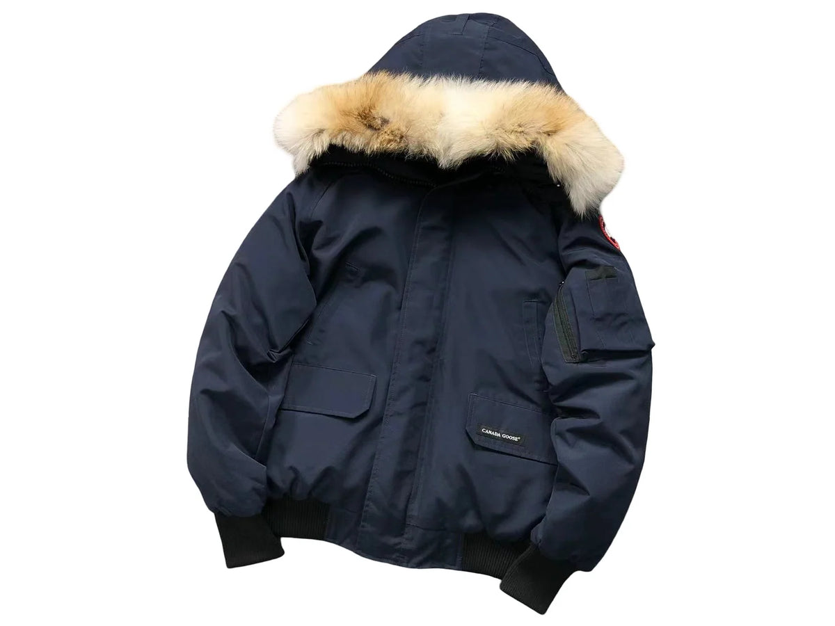 Canada Goose Men's Navy Blue Expedition Parka – Fur-Trimmed Hooded Down Jacket