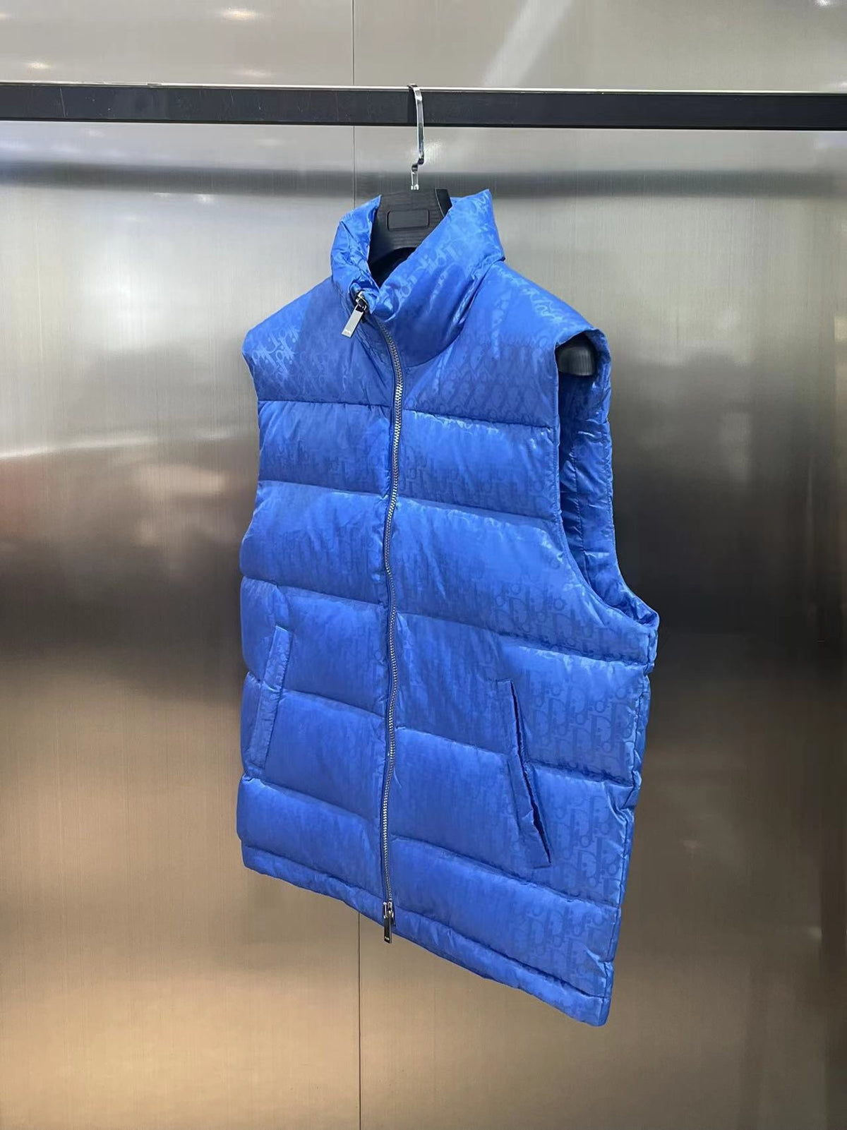 Dior Men's Royal Blue Oblique Down Vest – Sleeveless Puffer Jacket
