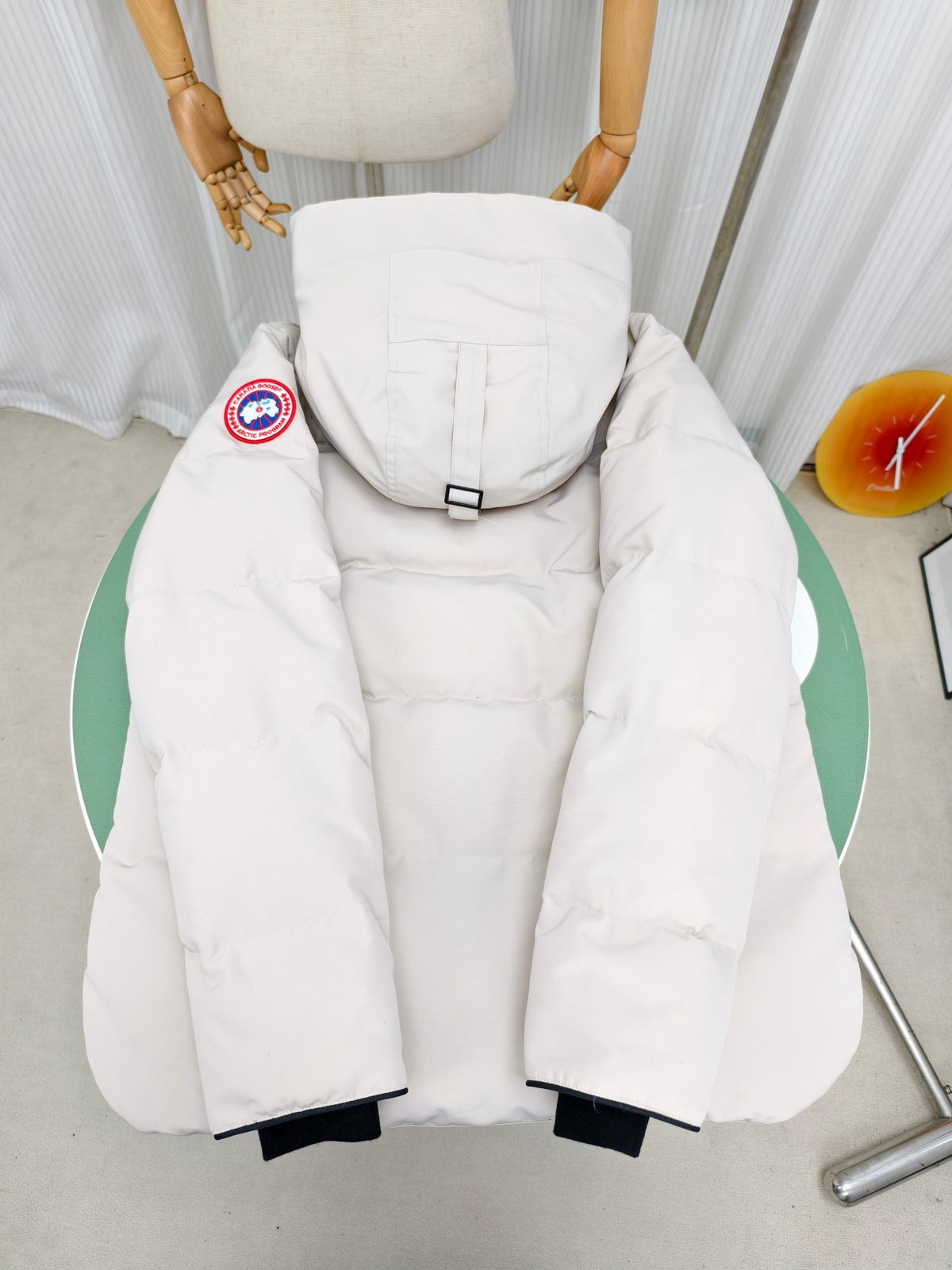 Canada Goose Men's White Hooded Down Jacket – Arctic Program Snap-Front Oversized Puffer