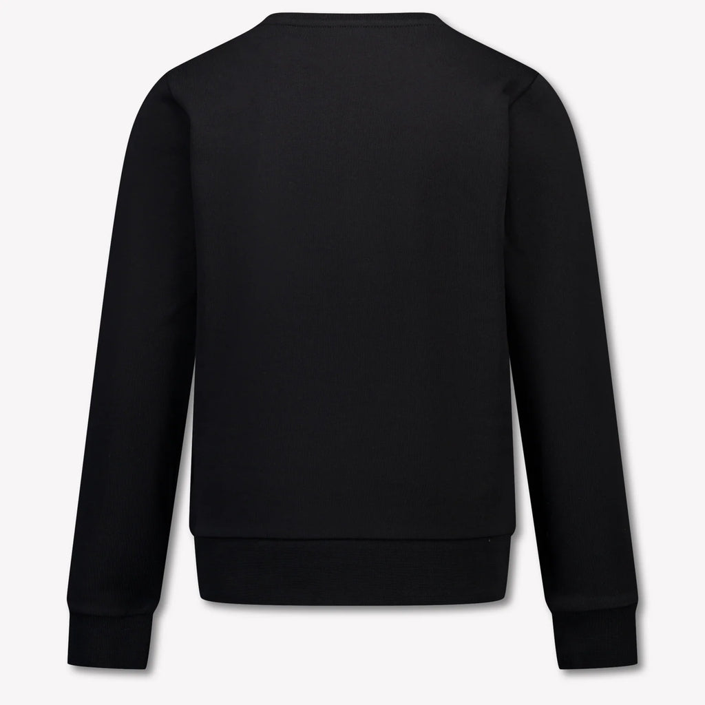 Moncler Men's Black Graffiti Logo Crewneck Sweatshirt – Premium Cotton Fleece Pullover with Oversized Red Script Embroidery Badge