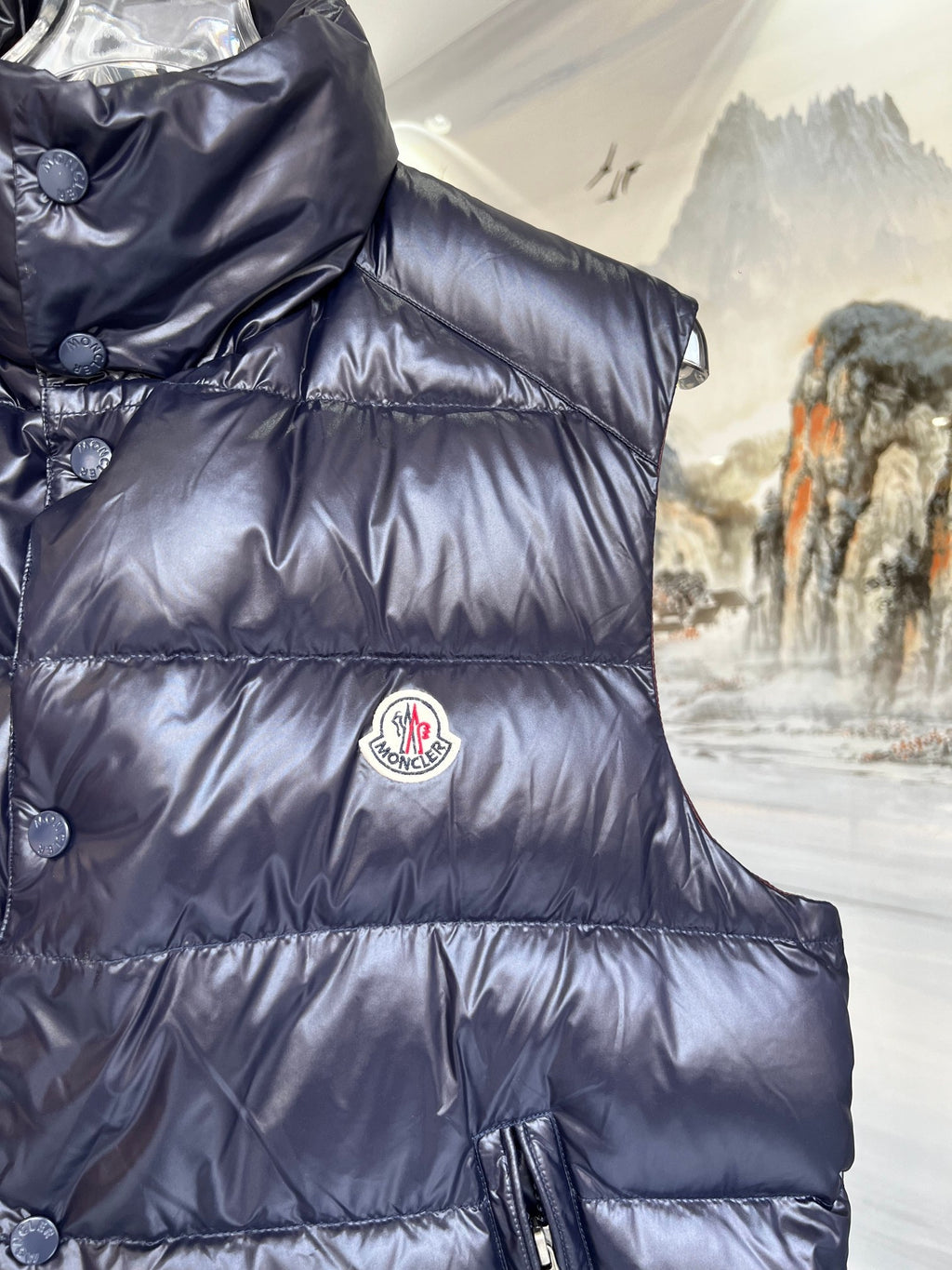 Moncler Men's Navy Down Vest – Tibt Sleeveless Puffer Jacket