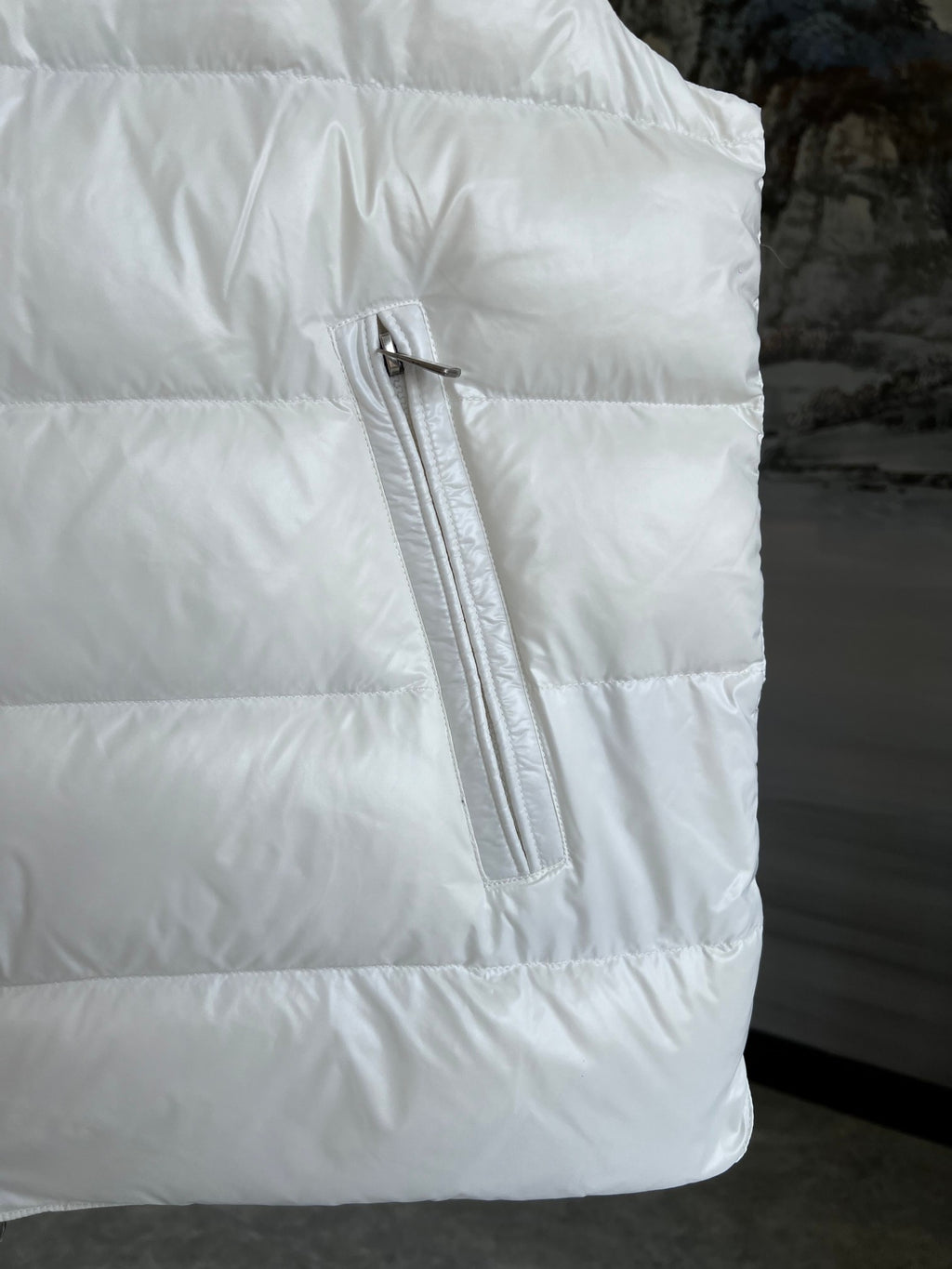 Moncler Men's White Down Vest – Tibt Sleeveless Puffer Jacket