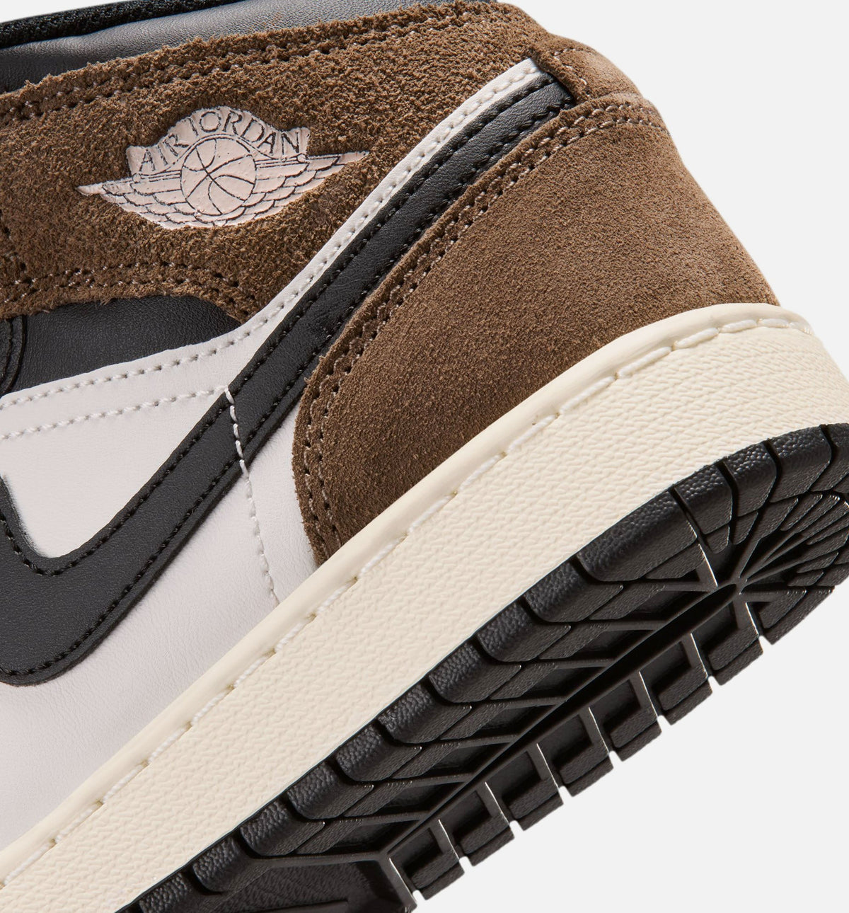 Air Jordan 1 Mid Youth Lifestyle Sneakers - Black/Phantom/Palomino/University Red