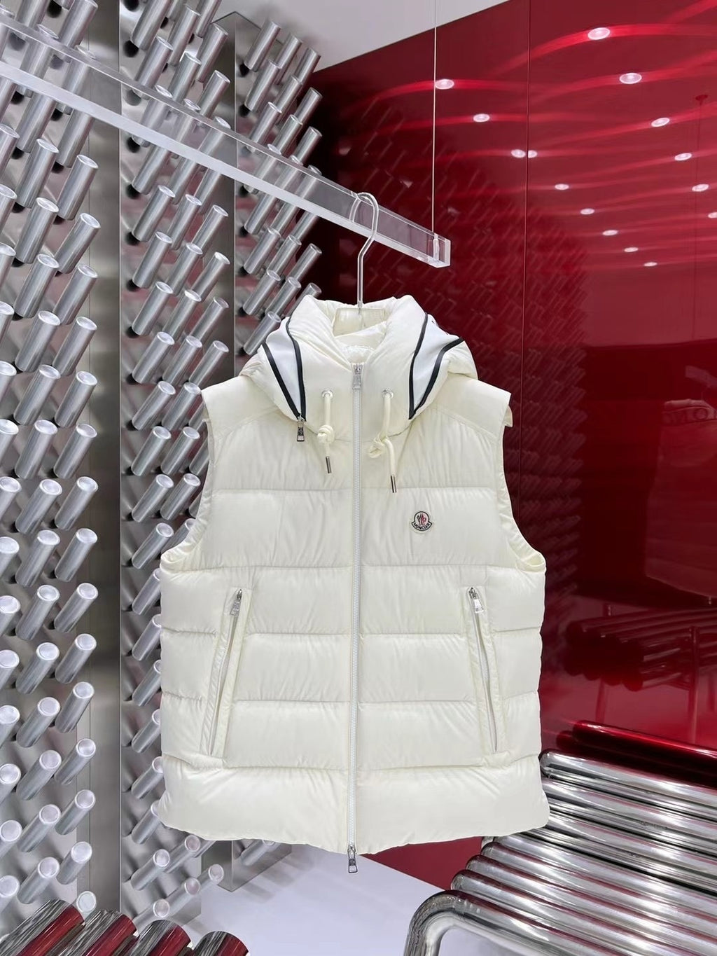 Moncler Men's White Hooded Down Vest – Sleeveless Puffer Jacket