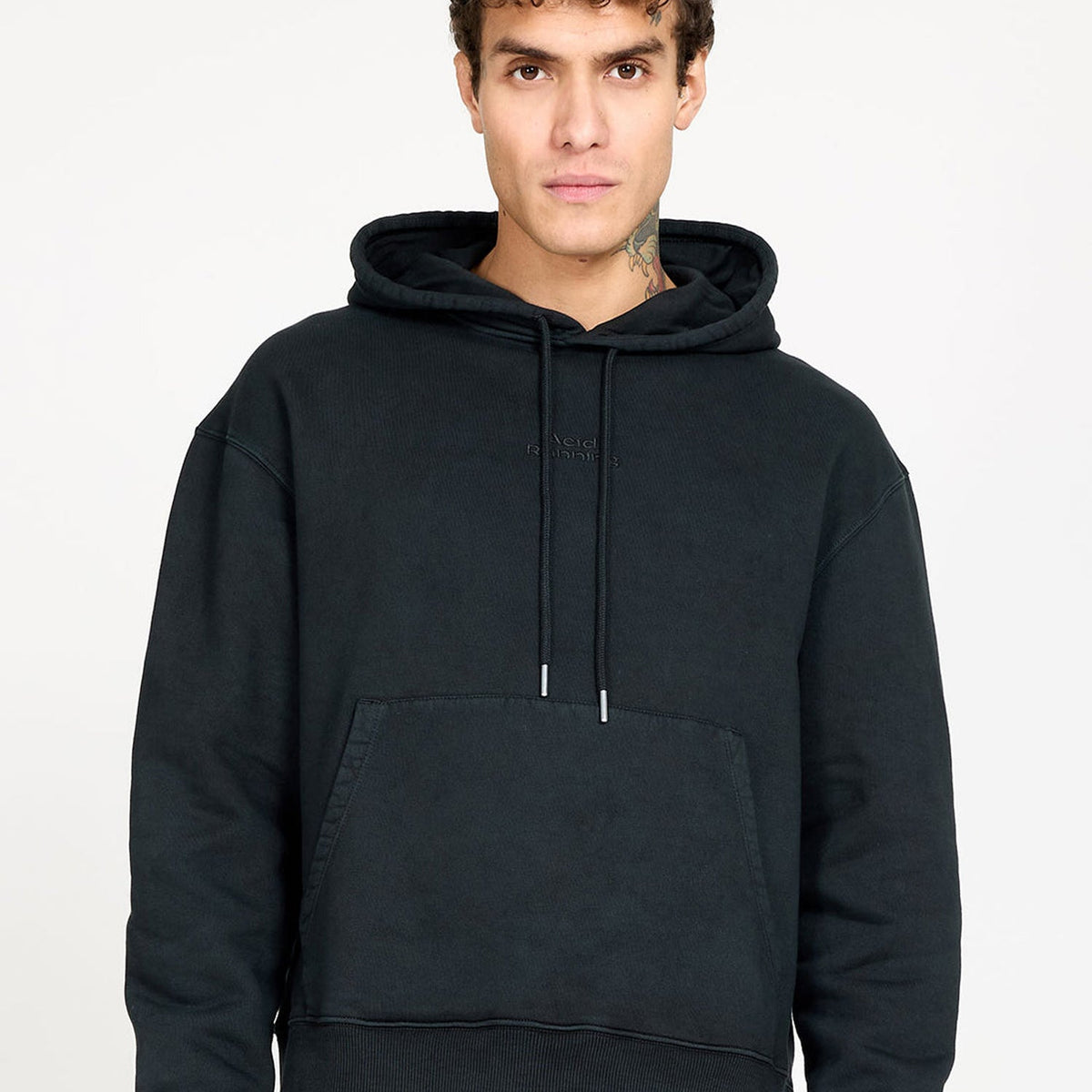 Acid Running Oversized Hoodie: Washed Black