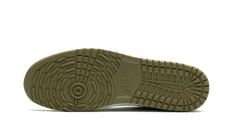 Travis Scott x Air Jordan 1 Low Golf – Cactus Jack on the Course in Neutral Olive with Reversed Swoosh & Spikes