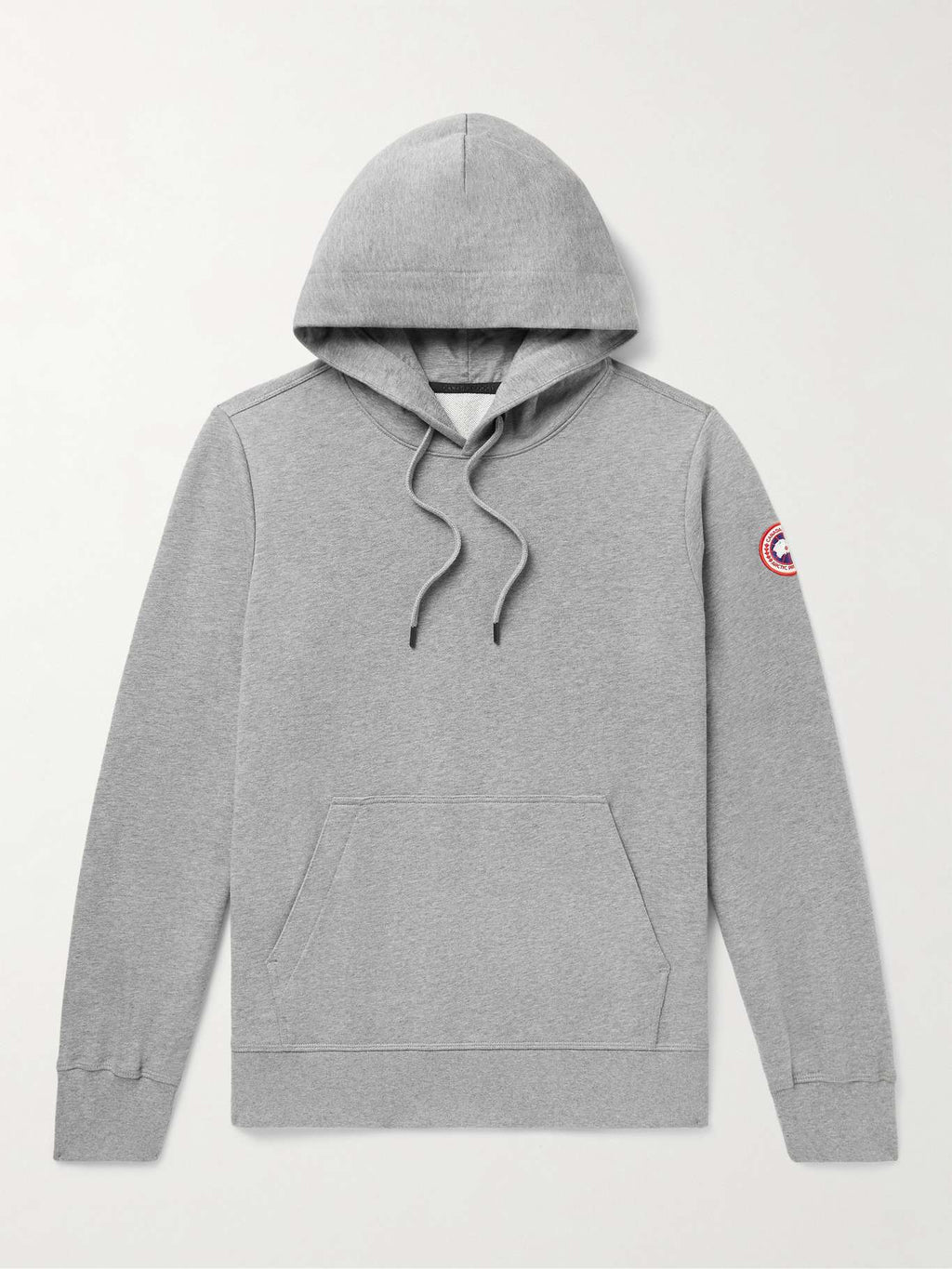 Canada Goose Men's Heather Grey Huron Pullover Hoodie – Cotton Fleece Sweatshirt with Arctic Program Logo Badge