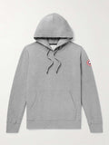 Canada Goose Men's Heather Grey Huron Pullover Hoodie – Cotton Fleece Sweatshirt with Arctic Program Logo Badge