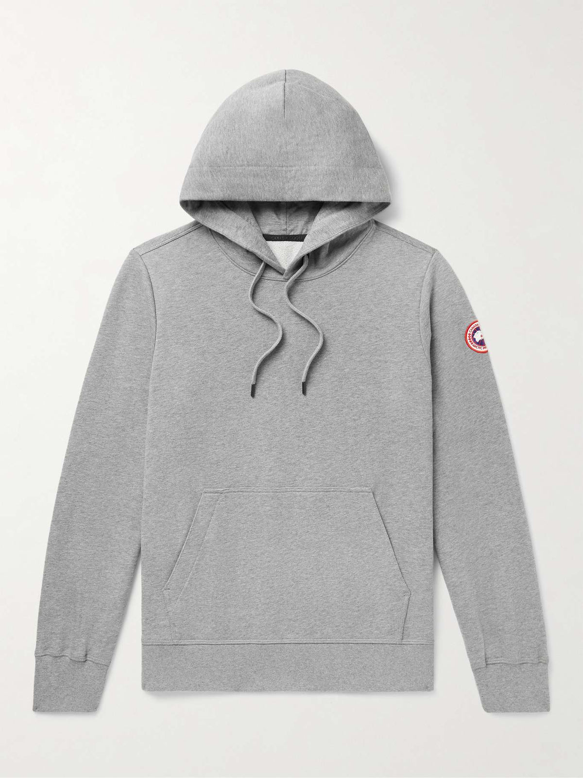 Canada Goose Men's Heather Grey Huron Pullover Hoodie – Cotton Fleece Sweatshirt with Arctic Program Logo Badge
