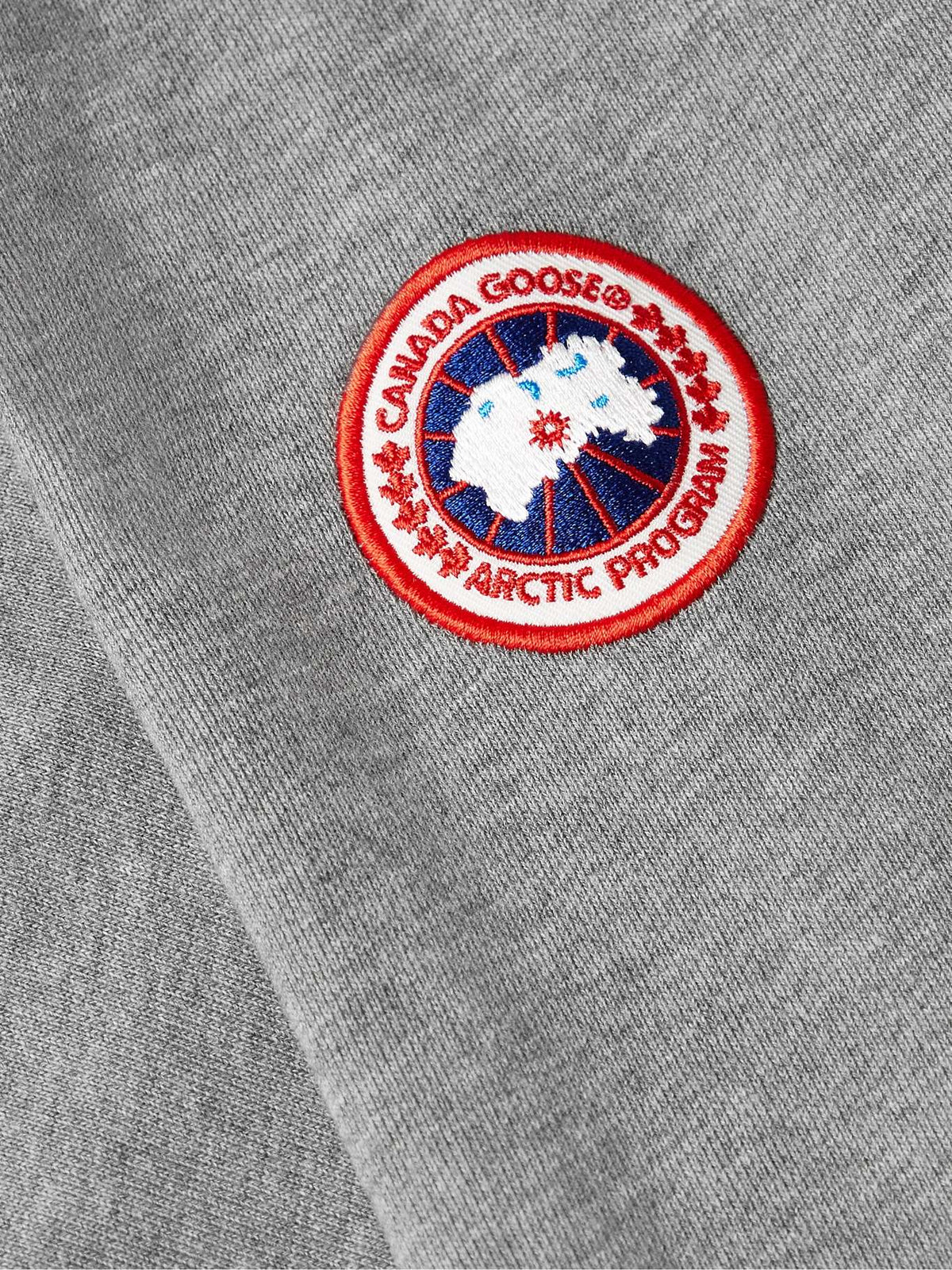 Canada Goose Men's Heather Grey Huron Pullover Hoodie – Cotton Fleece Sweatshirt with Arctic Program Logo Badge