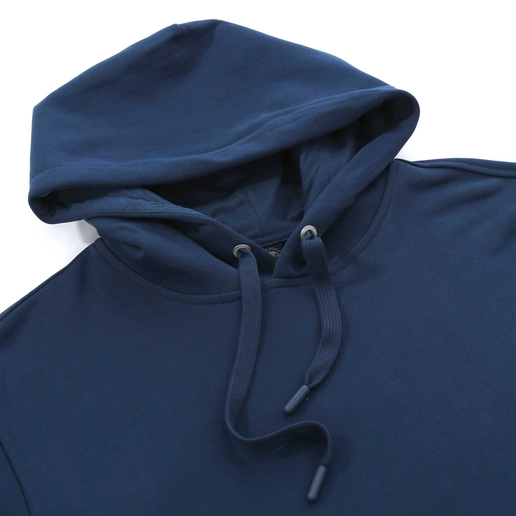 Moose Knuckles Men's Nightfall Hartsfield Pullover Hoodie – Premium Cotton Fleece Sweatshirt with Metal Logo Badge Rivet Sleeve Pocket
