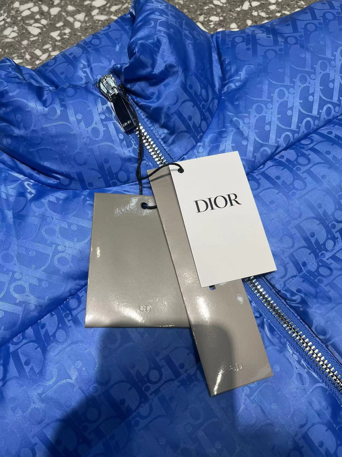 Dior Men's Royal Blue Oblique Down Vest – Sleeveless Puffer Jacket