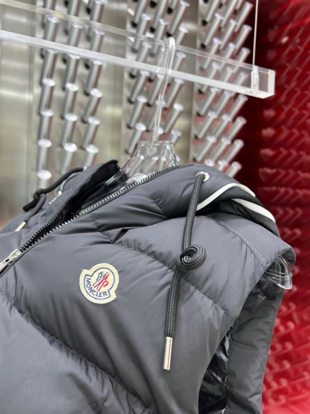 Moncler Men's Dark Grey Hooded Down Vest – Sleeveless Puffer Jacket