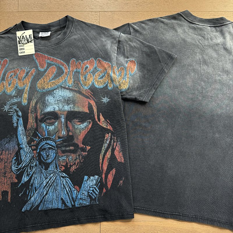 VALE USA Washed Black Graphic T-Shirt