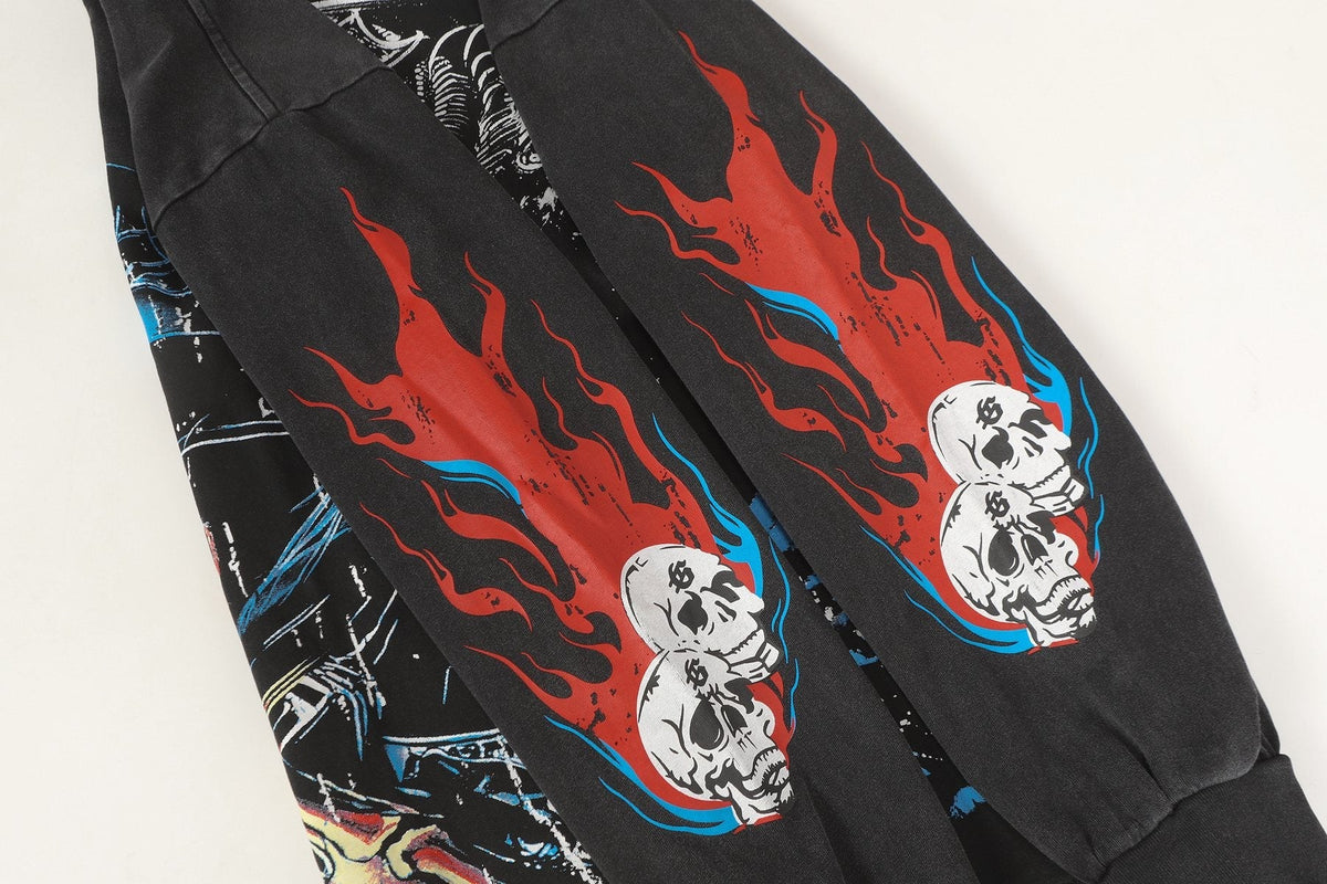Godspeed Washed Black Rock Graphic Long-Sleeve T-Shirt