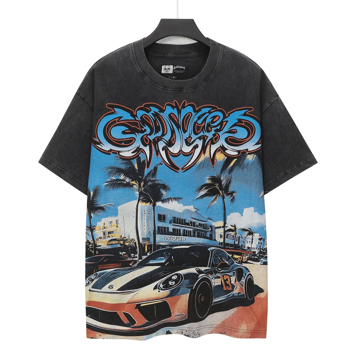 Godspeed Washed Black Car & Sun-Eye Graphic T-Shirt