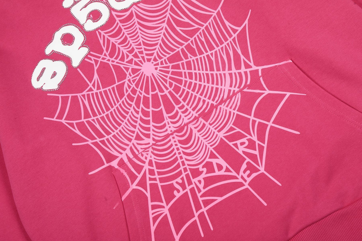 Sp5der Pink Spiderweb Graphic Hoodie