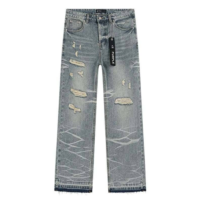 Purple Brand Light Blue Scribble Graphic Distressed Jeans