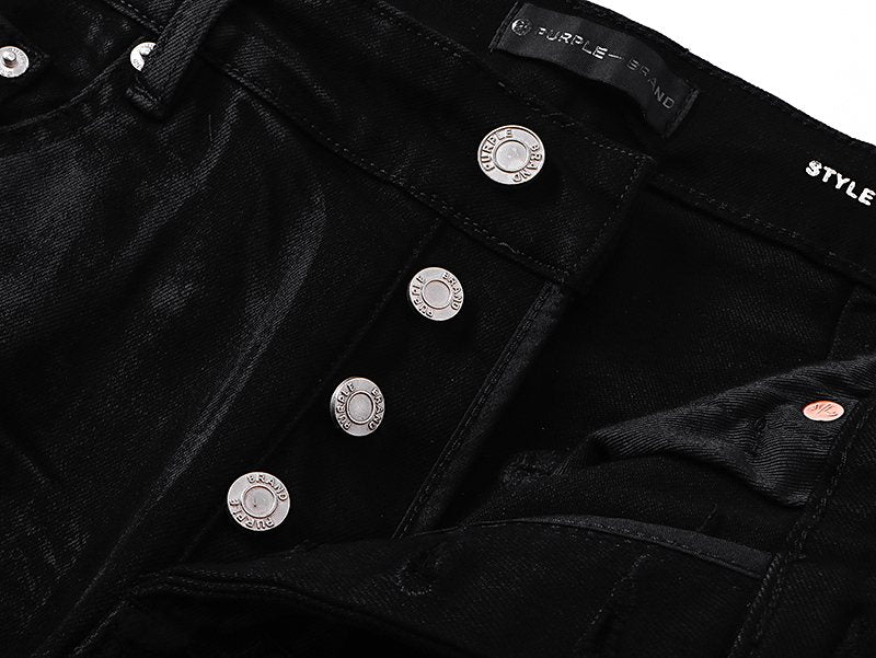 Purple Brand Black Coated Crinkle Flared Jeans