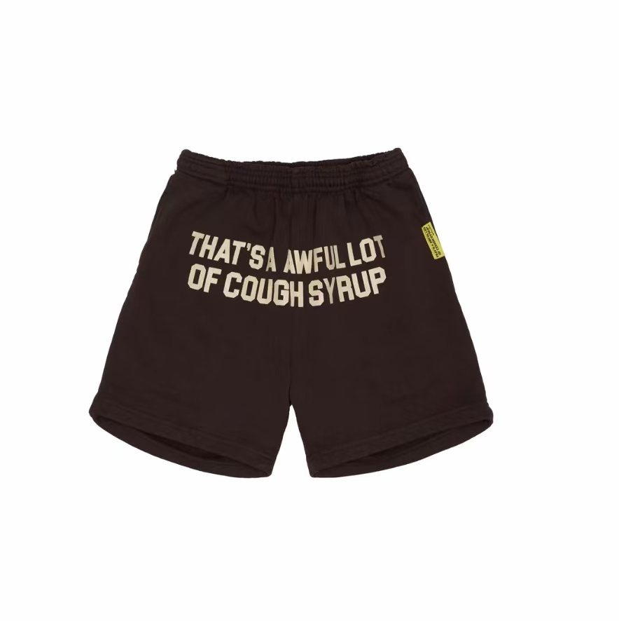 THAT'S A AWFUL LOT OF COUGH SYRUP Black Text Graphic Shorts