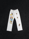 Chrome Hearts White Cross Applique Graphic Jeans