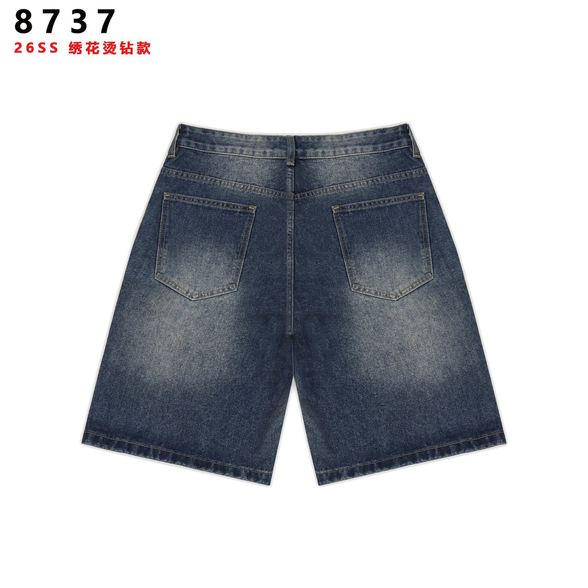 VALE SPORTS DIVISION Patch Embroidered Studded Denim Shorts