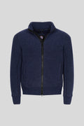 Canada Goose Men's Navy Blue Sherwood Fleece Zip Jacket – Stand Collar Full-Zip Wool-Blend Coat with Logo Badge