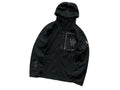 Moncler Grenoble Black Hooded Shell Jacket – Graphic Chest Panel & Zip Front