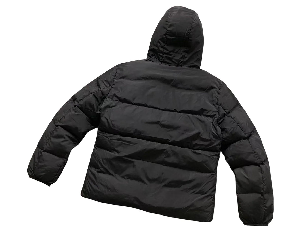 Moncler Men's Black Matte Hooded Down Jacket – All-Over Logo Hood Oversized Puffer
