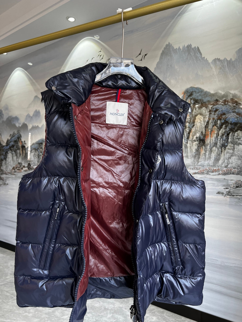 Moncler Men's Navy Down Vest – Tibt Sleeveless Puffer Jacket