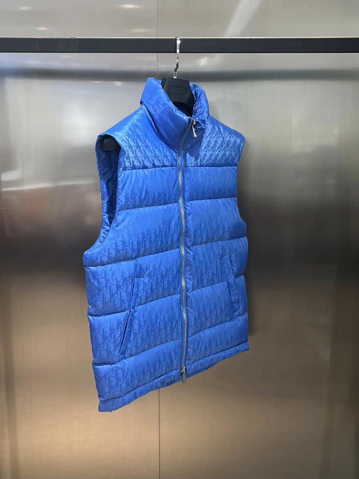 Dior Men's Royal Blue Oblique Down Vest – Sleeveless Puffer Jacket