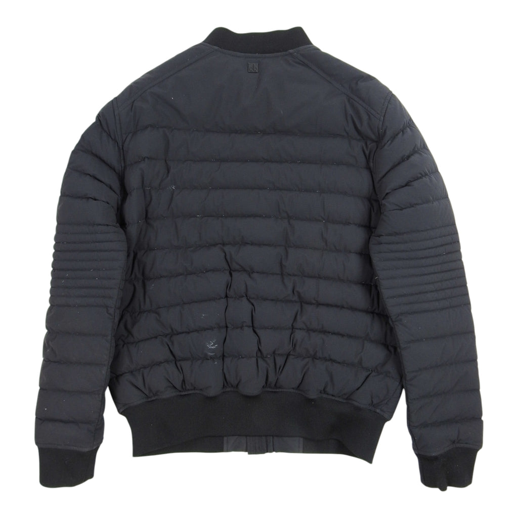 Moncler Women's Navy Blue Lightweight Bomber Down Jacket – Bow Back Detail Quilted Puffer