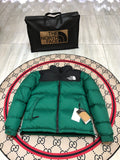 The North Face Men's Evergreen 700-Fill Nuptse Down Jacket – Contrast Black Collar Classic Wide-Baffle Puffer