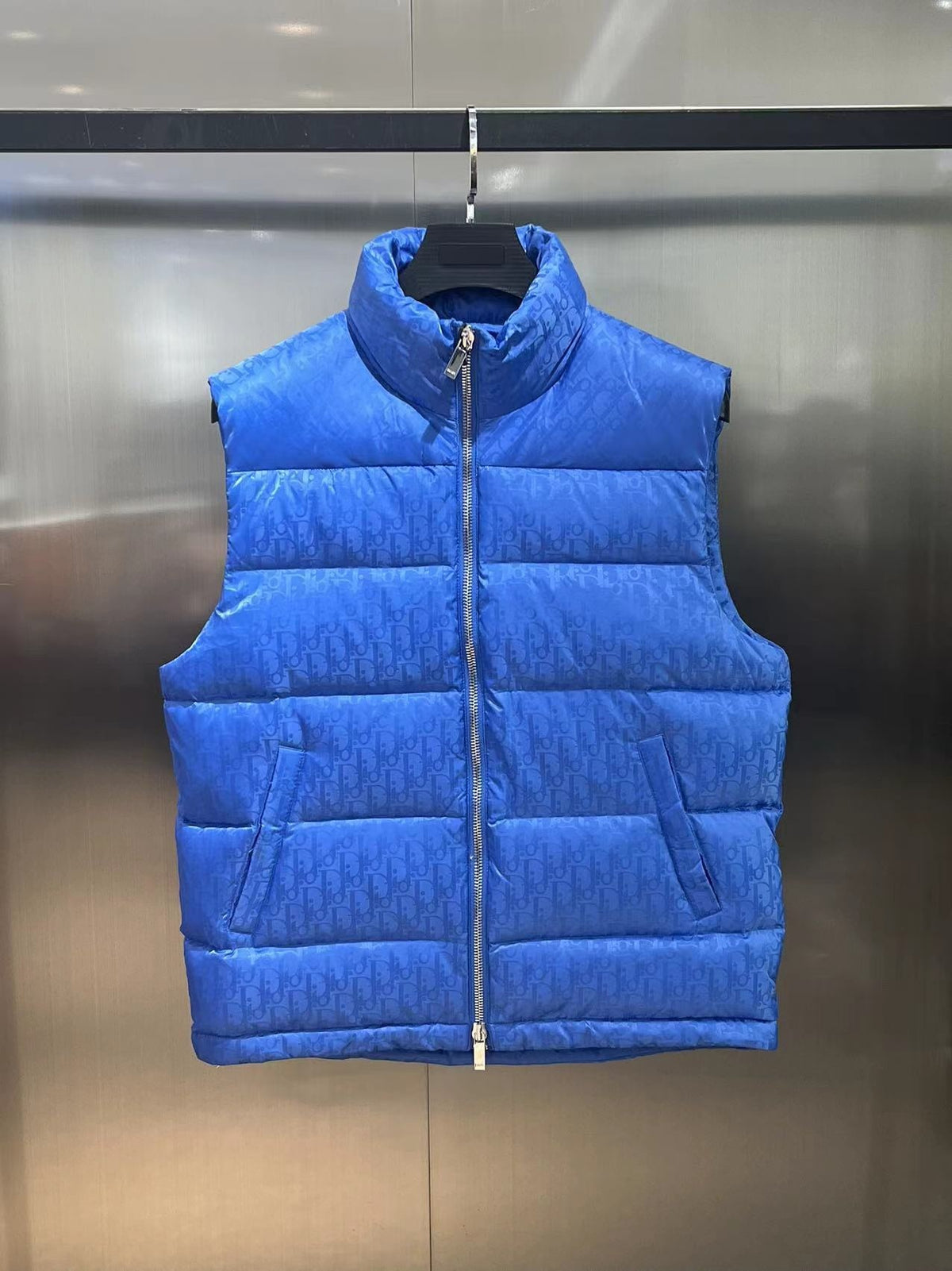 Dior Men's Royal Blue Oblique Down Vest – Sleeveless Puffer Jacket