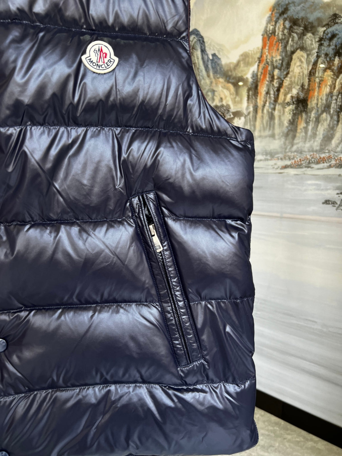 Moncler Men's Navy Down Vest – Tibt Sleeveless Puffer Jacket