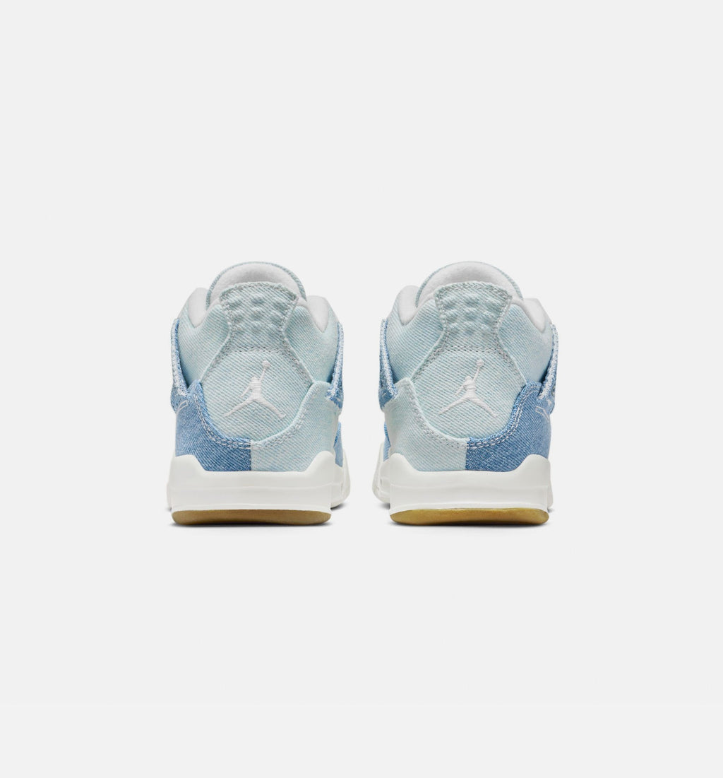 Air Jordan 4 Retro 'Worn Blue' Preschool - Sail/Worn Blue/Metallic Gold