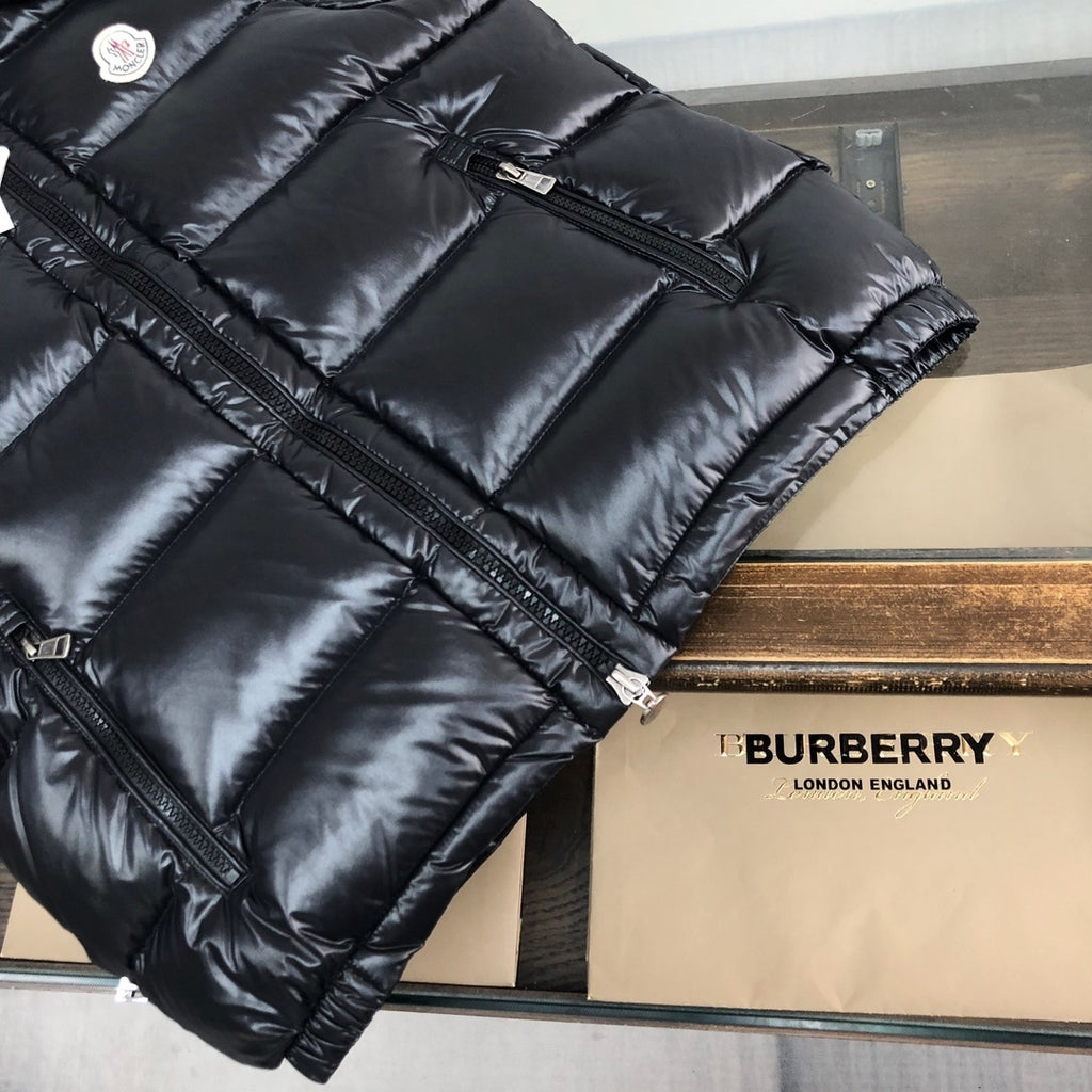 Moncler Men's Black Hooded Down Vest – Maya Sleeveless Puffer Jacket
