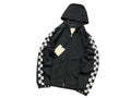 Moncler Grenoble Men's Black Day-Namic Hooded Windbreaker Jacket – Lightweight Nylon Shell with Geometric Knit Side Stripe Trim