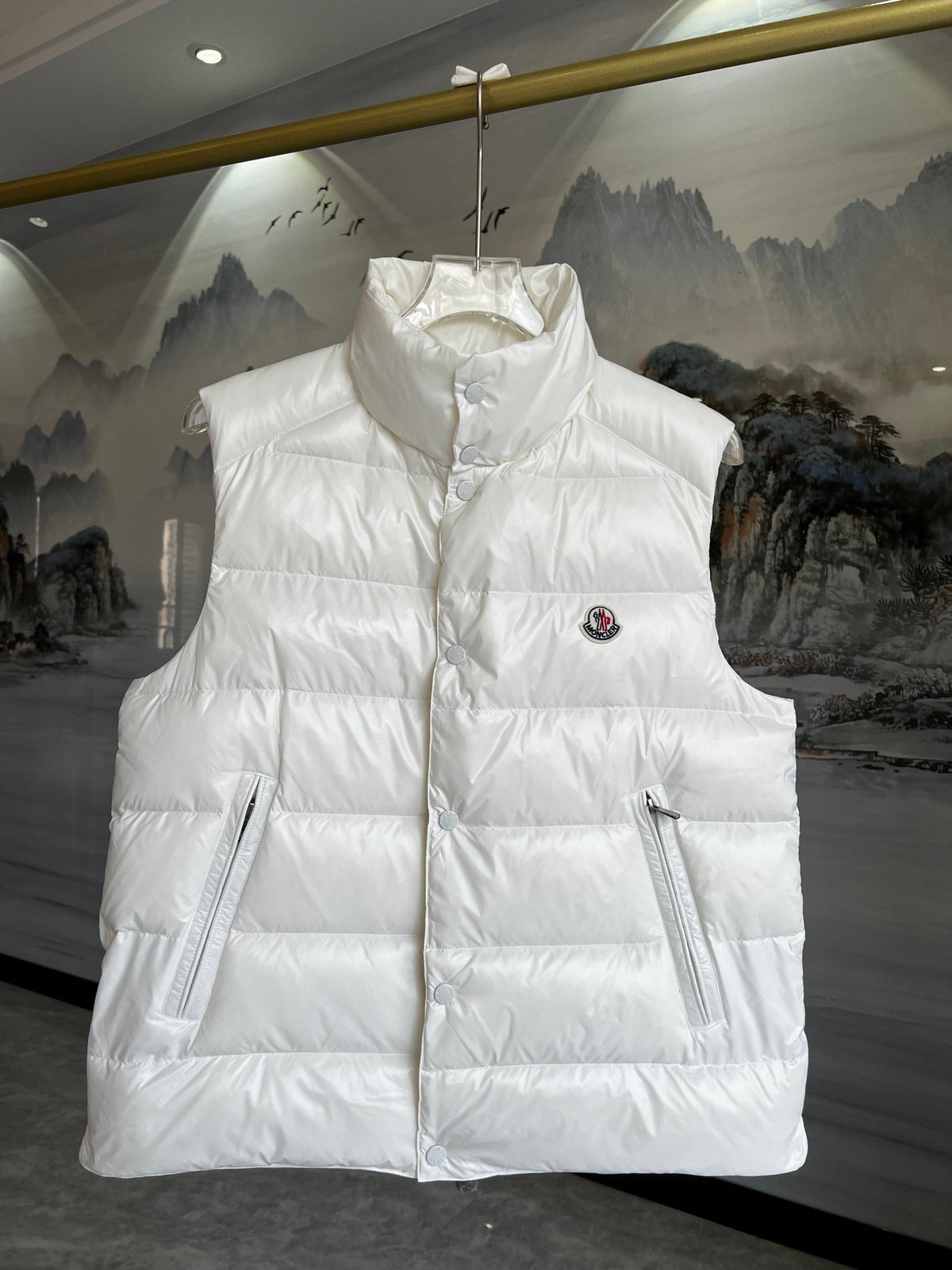 Moncler Men's White Down Vest – Tibt Sleeveless Puffer Jacket