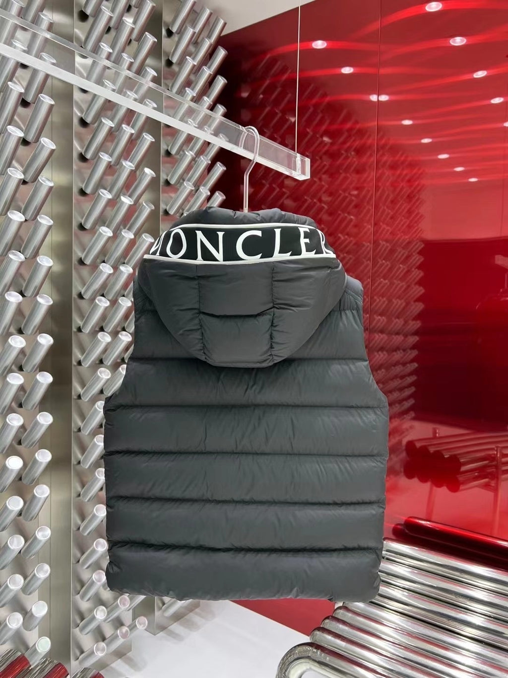 Moncler Men's Dark Grey Hooded Down Vest – Sleeveless Puffer Jacket