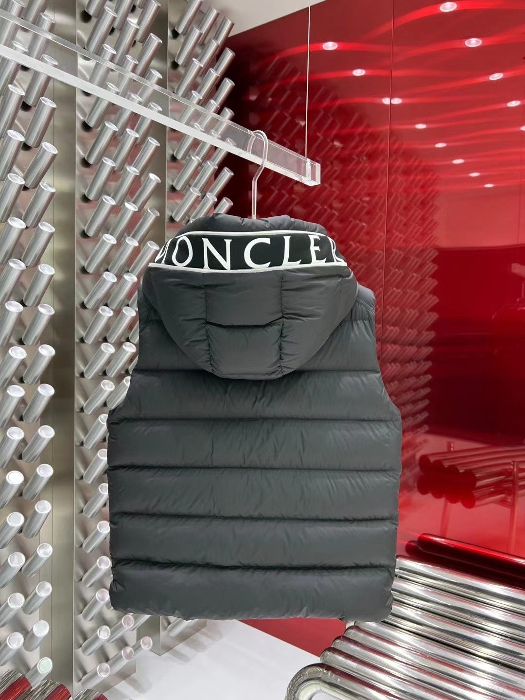 Moncler Men's Dark Grey Hooded Down Vest – Sleeveless Puffer Jacket