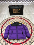 The North Face Men's Royal Purple 700-Fill Nuptse Down Jacket – Contrast Black Collar Classic Wide-Baffle Puffer