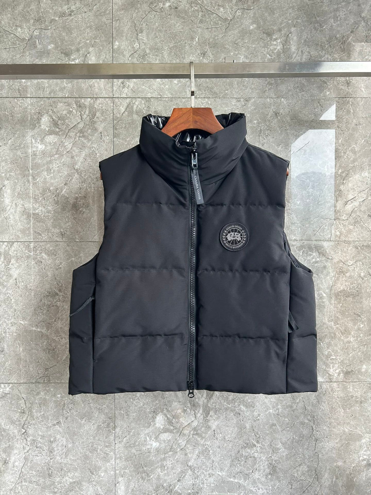 Canada Goose Black Down Vest with Utility Pockets and Tonal Badge