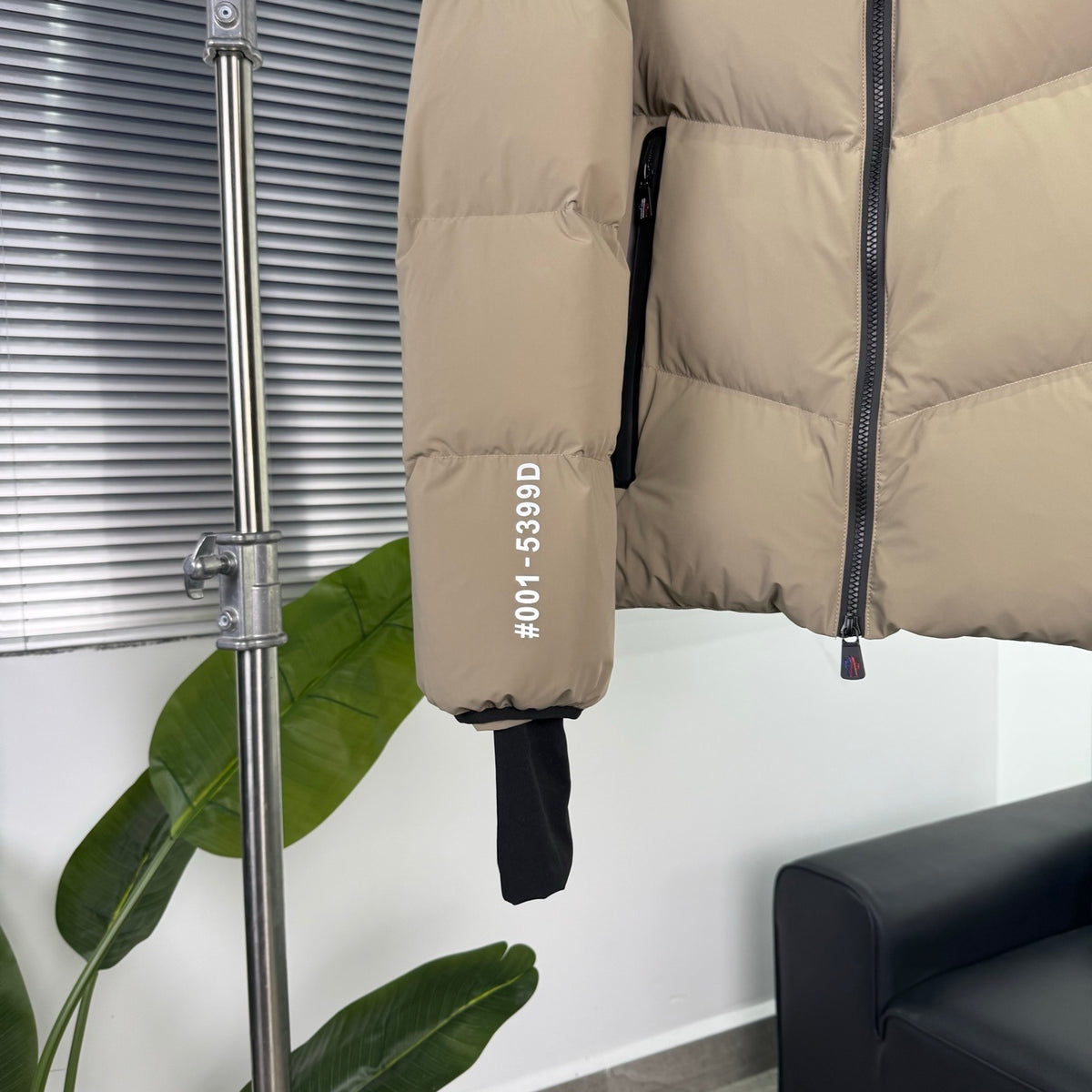 Moncler Grenoble Men's Camel Beige Hooded Down Jacket – Technical Ski Chevron-Baffle Puffer