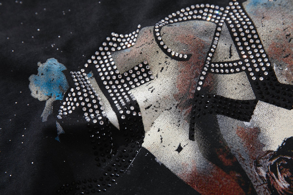 BKYS Revival Blindfolded Portrait Rhinestone-Style T-Shirt
