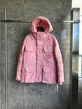 Canada Goose Women's Dusty Pink Hooded Puffer Jacket – Tonal Badge & Flap Pockets