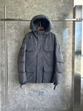 Canada Goose Women's Charcoal Grey Hooded Puffer Jacket – Tonal Badge & Flap Pockets