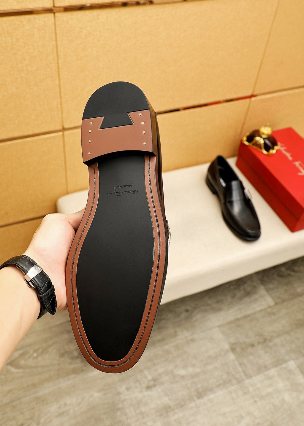 Ferragamo Black Buckle Loafers