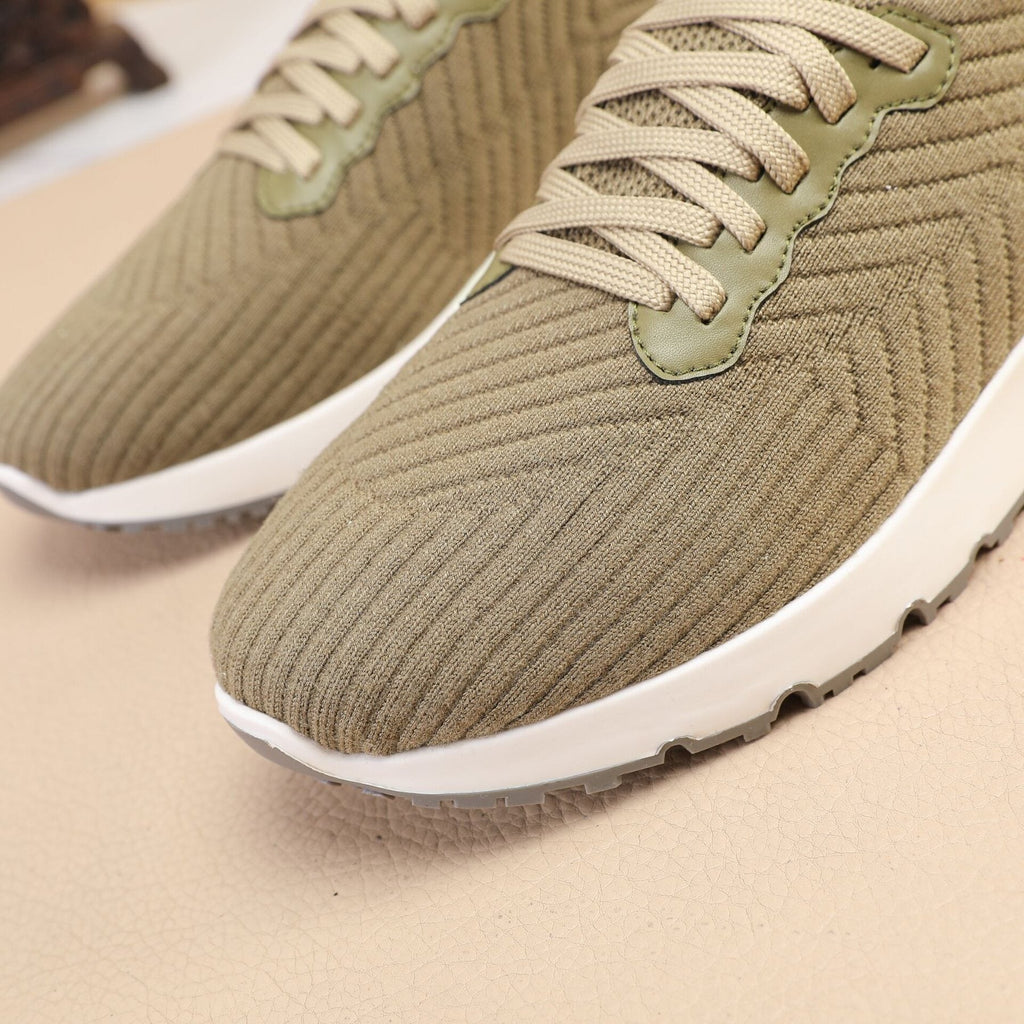 Brunello Cucinelli Olive Green Knit Sneakers