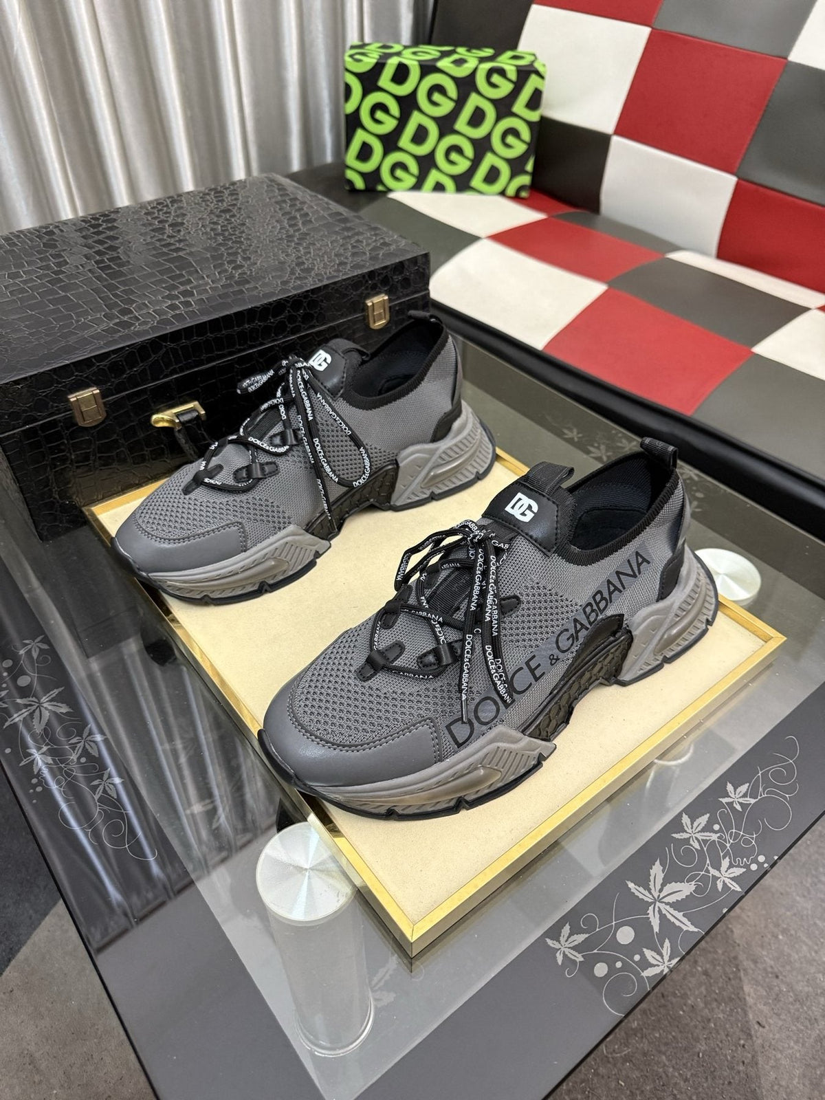 Dolce & Gabbana Gray and Black Chunky Sneakers